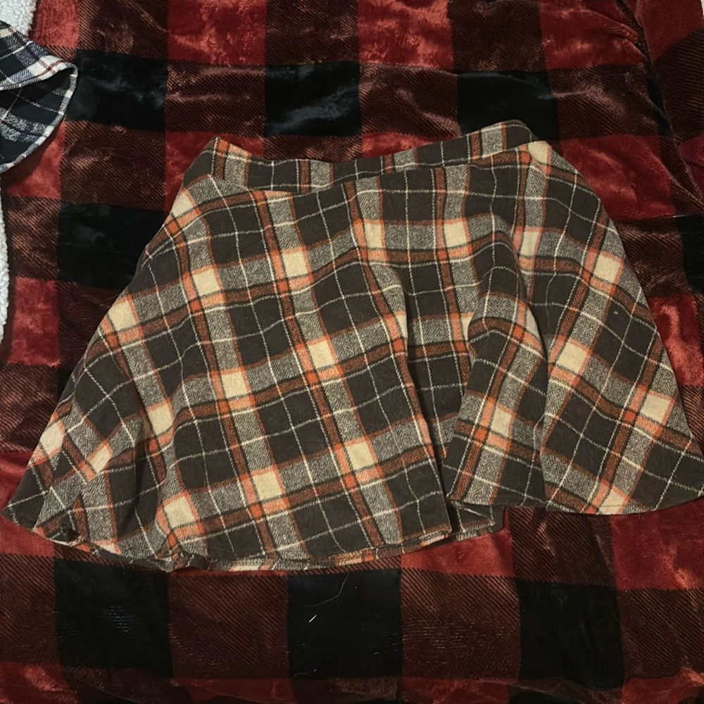 Plaid wool skirt